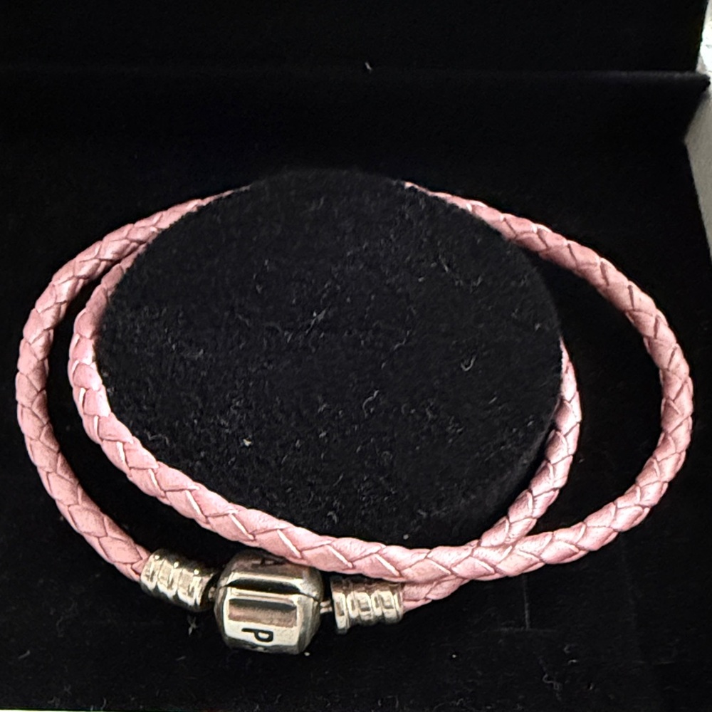 Pandora Pink Braided Double Leather Bracelet